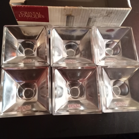 Cristal D'Arques France Lead Crystal Pyramide Candle Holders New In Box Set of 6 - Picture 4 of 4